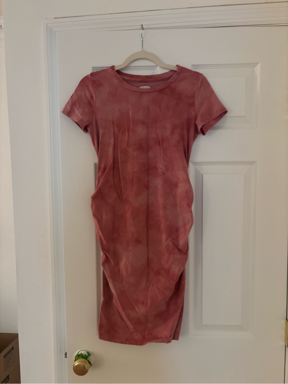 Maternity Short Sleeve Tie-Dye Dress - Dusty Rose